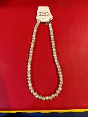 Pastels White Pearl Bead Necklace & Earings